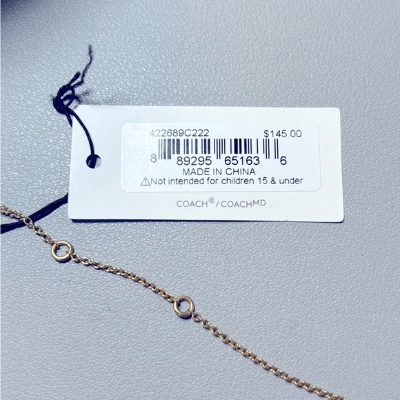 Signature Coach Tabby Charm Necklace. Plated brass chain - 16" with 2” extender - Picture 4 of 4